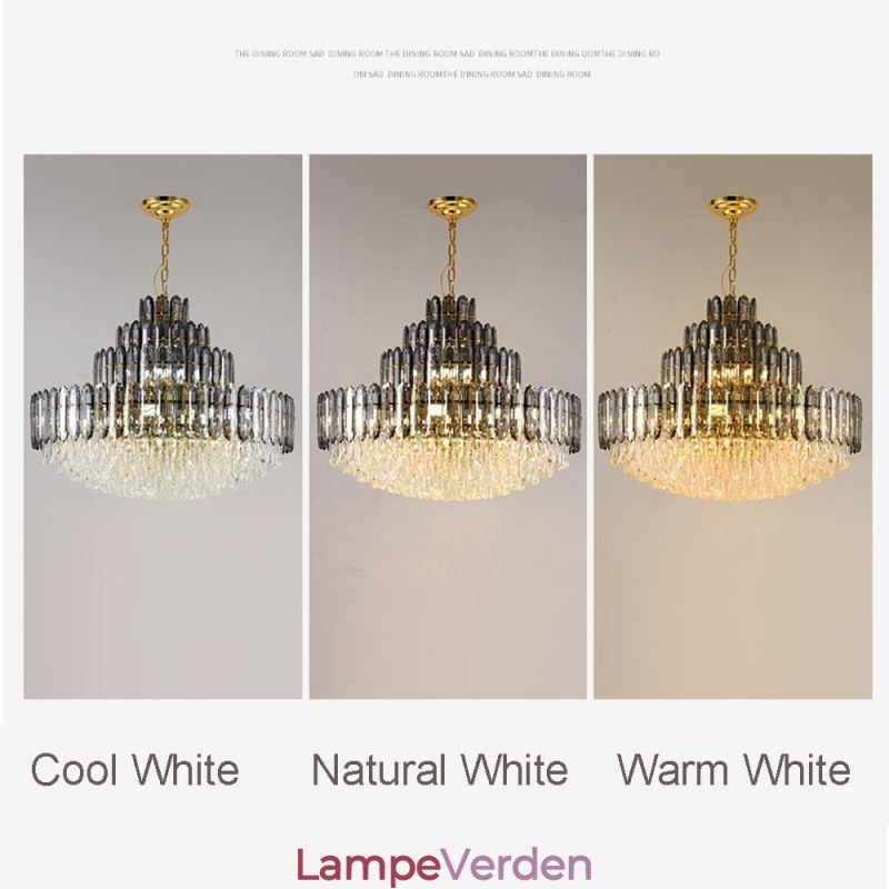 Krystal Pendel Fire Layers Luksus Decrative Loftslampe 80cm