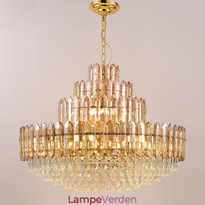 Krystal Pendel Fire Layers Luksus Decrative Loftslampe 80cm