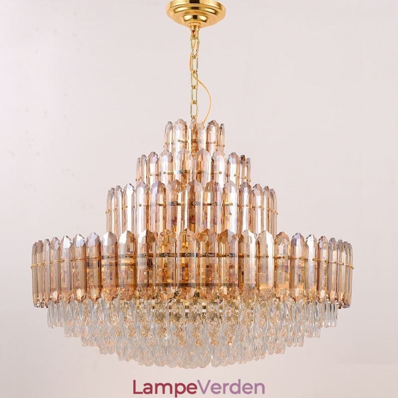 Krystal Pendel Fire Layers Luksus Decrative Loftslampe 80cm