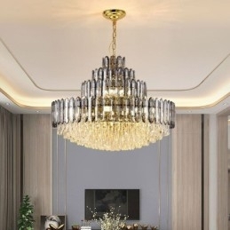 Krystal Pendel Fire Layers Luksus Decrative Loftslampe 80cm