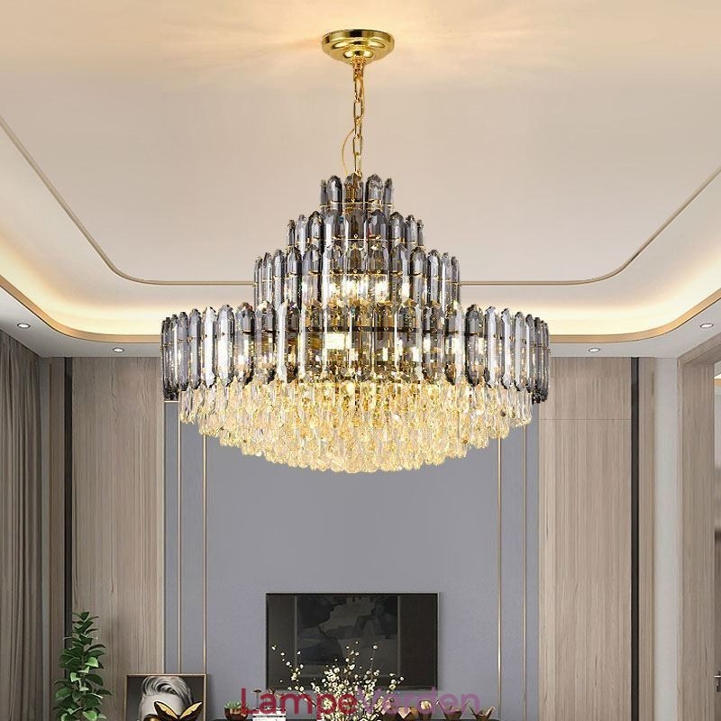 Krystal Pendel Fire Layers Luksus Decrative Loftslampe 80cm