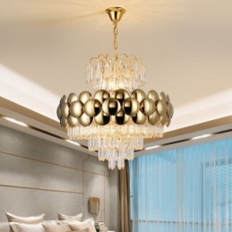Krystal Pendel Galvaniseret Guld Luksus Decrative Loftslampe 60cm
