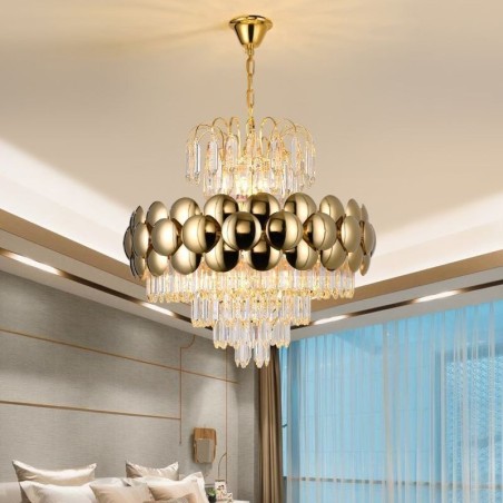 Krystal Pendel Galvaniseret Guld Luksus Decrative Loftslampe 60cm Krystal Pendel Galvaniseret Guld Luksus Decrative Loftslampe 60cm