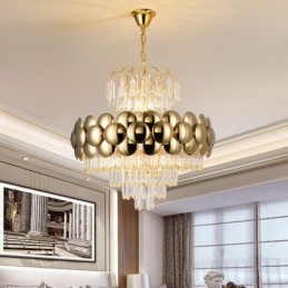 Krystal Pendel Galvaniseret Guld Luksus Decrative Loftslampe 60cm