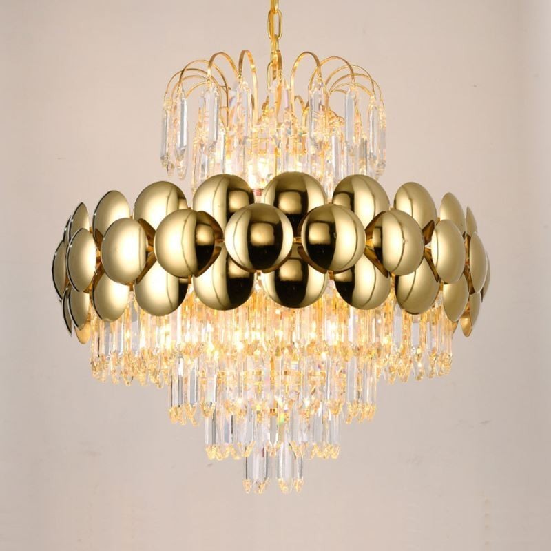 Krystal Pendel Galvaniseret Guld Luksus Decrative Loftslampe 60cm