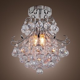 Moderne moderne krystal mini stil galvaniseret metal lysekrone Flush Mount