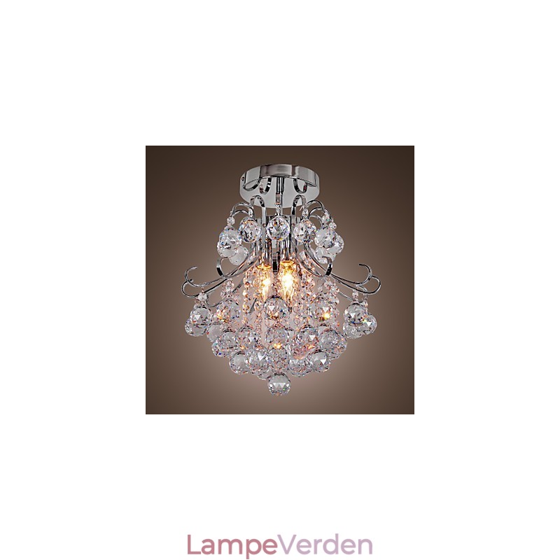 Moderne moderne krystal mini stil galvaniseret metal lysekrone Flush Mount