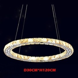 Krystal Pendel Belysning Lamper Moderne Armaturer Amber K9 Krystal Rund Enkelt Ring 30CM