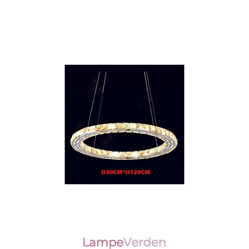 Krystal Pendel Belysning Lamper Moderne Armaturer Amber K9 Krystal Rund Enkelt Ring 30CM