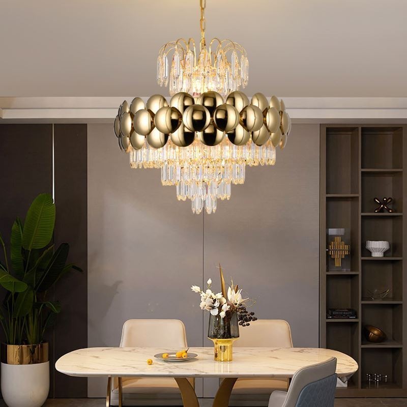 Krystal Pendel Galvaniseret Guld Luksus Decrative Loftslampe 60cm