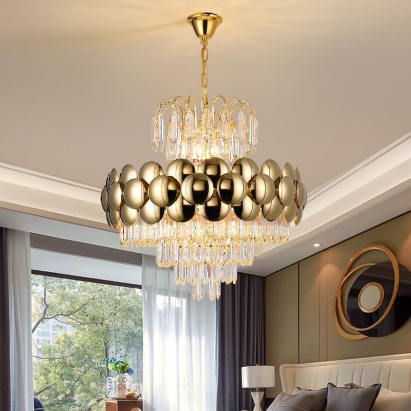 Krystal Pendel Galvaniseret Guld Luksus Decrative Loftslampe 60cm