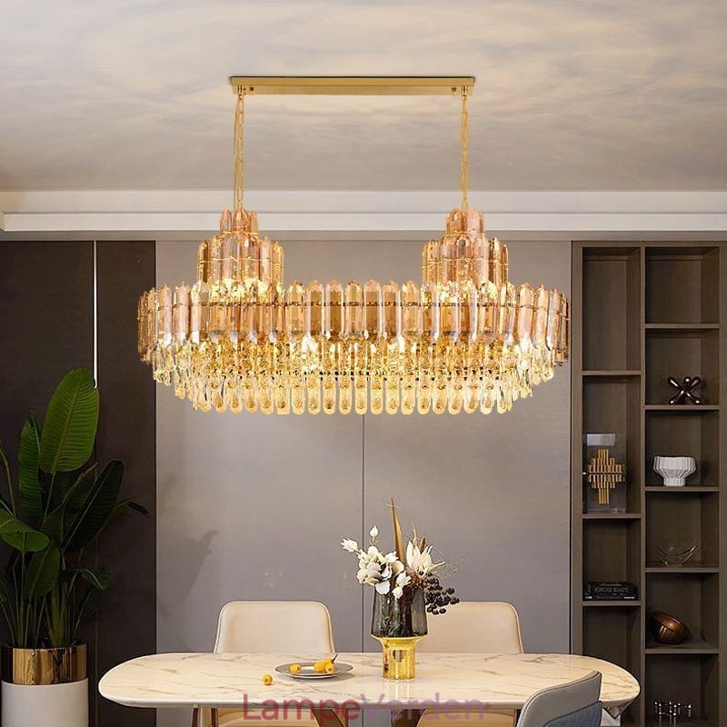 Krystal Pendel Rektangulær Luksus Decrative Loftslampe 100cm