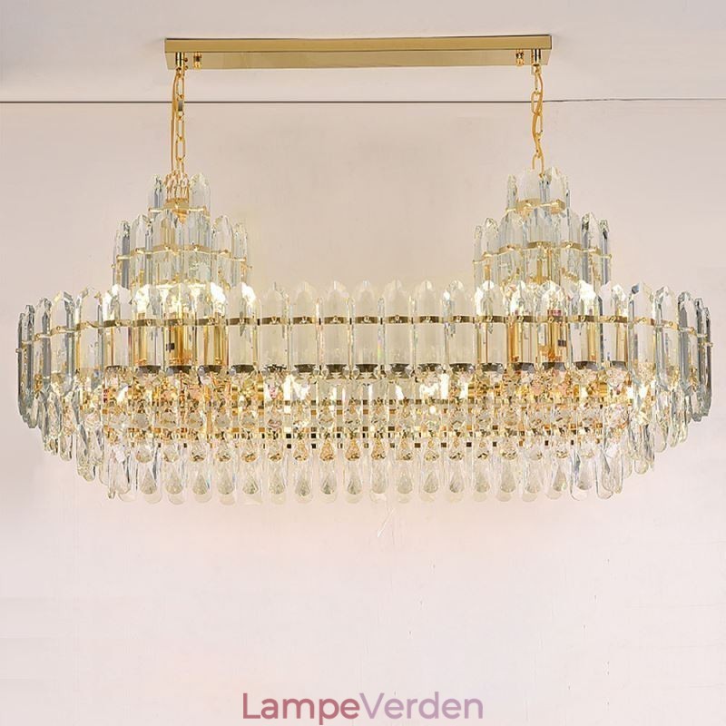 Krystal Pendel Rektangulær Luksus Decrative Loftslampe 100cm