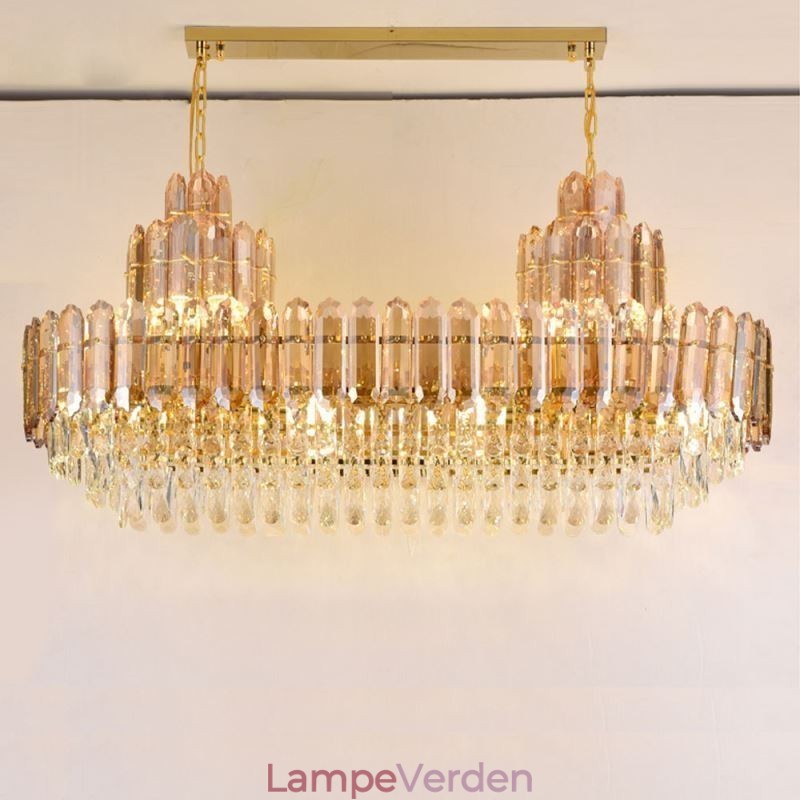 Krystal Pendel Rektangulær Luksus Decrative Loftslampe 100cm