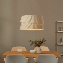 Pendel fransk creme stil dobbelt lag stof lampeskærm loftslampe