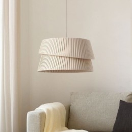 Pendel fransk creme stil dobbelt lag stof lampeskærm loftslampe