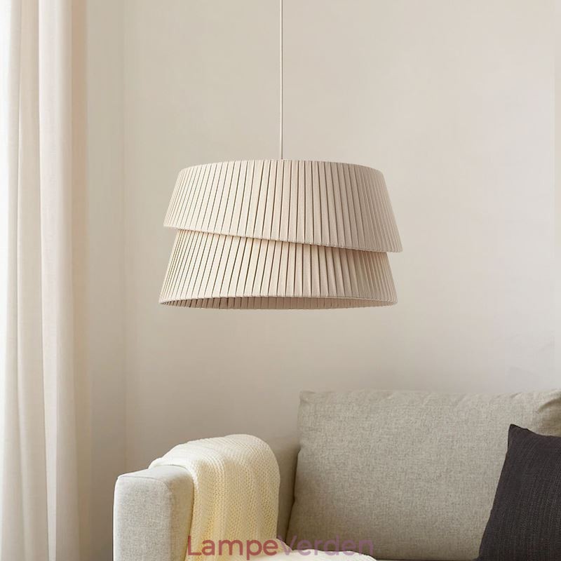 Pendel fransk creme stil dobbelt lag stof lampeskærm loftslampe