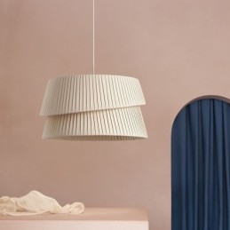 Pendel fransk creme stil dobbelt lag stof lampeskærm loftslampe