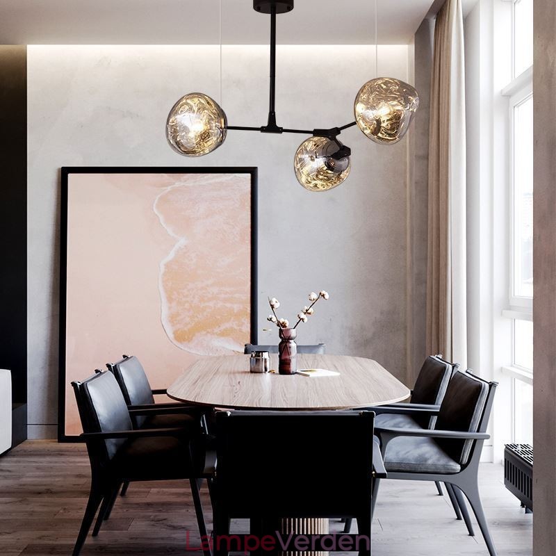 Nordisk Loftslampe Moderne Elektropletteret Glasmosaik Lampeskærm Pendel