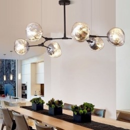 Nordisk Loftslampe Moderne Elektropletteret Glasmosaik Lampeskærm Pendel