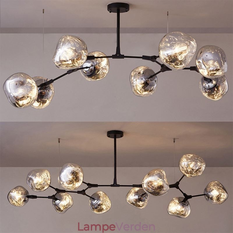 Nordisk Loftslampe Moderne Elektropletteret Glasmosaik Lampeskærm Pendel