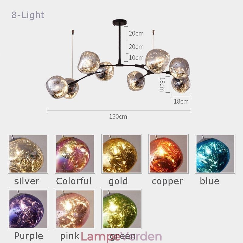 Nordisk Loftslampe Moderne Elektropletteret Glasmosaik Lampeskærm Pendel