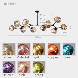 Nordisk Loftslampe Moderne Elektropletteret Glasmosaik Lampeskærm Pendel