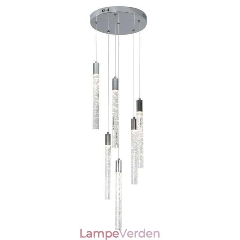 Pendel Krom Krystal Søjle Cluster Loftslampe