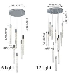 Pendel Krom Krystal Søjle Cluster Loftslampe