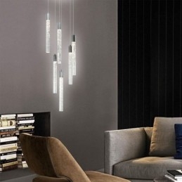 Pendel Krom Krystal Søjle Cluster Loftslampe