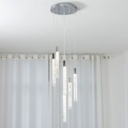 Pendel Krom Krystal Søjle Cluster Loftslampe