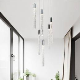 Pendel Krom Krystal Søjle Cluster Loftslampe