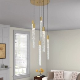 Pendel Kobber Krystal Søjle Cluster Loftslampe