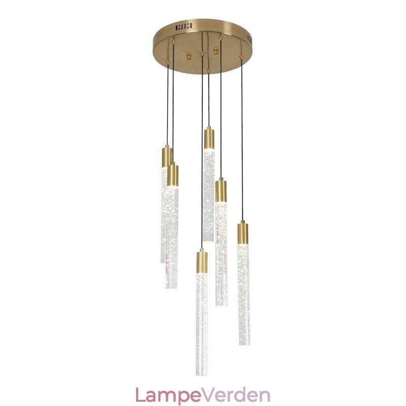 Pendel Kobber Krystal Søjle Cluster Loftslampe