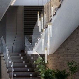 Pendel Kobber Krystal Søjle Cluster Loftslampe