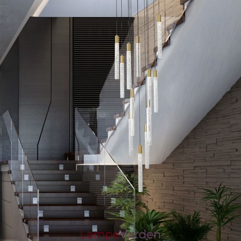 Pendel Kobber Krystal Søjle Cluster Loftslampe