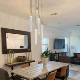 Pendel Kobber Krystal Søjle Cluster Loftslampe