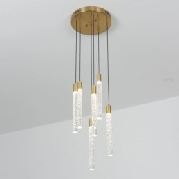 Pendel Kobber Krystal Søjle Cluster Loftslampe