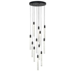 Pendel Sort Krystal Søjle Cluster Loftslampe