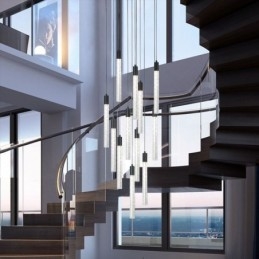 Pendel Sort Krystal Søjle Cluster Loftslampe