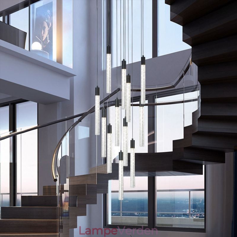 Pendel Sort Krystal Søjle Cluster Loftslampe