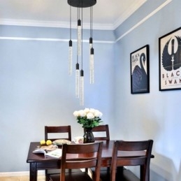 Pendel Sort Krystal Søjle Cluster Loftslampe