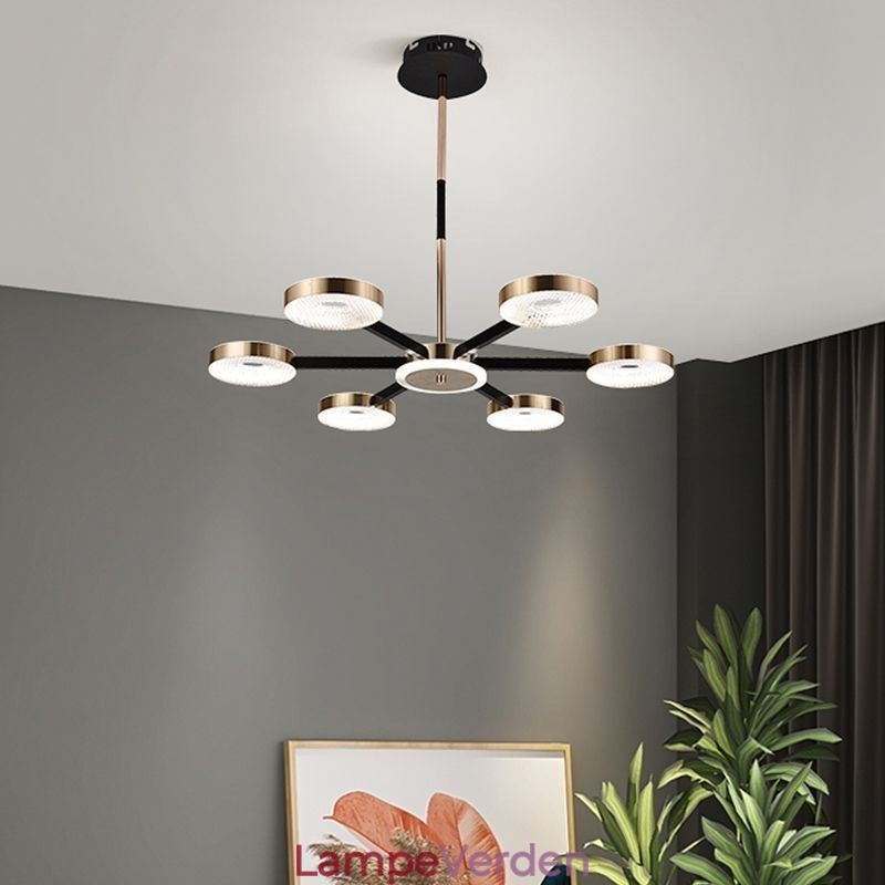 Pendellampe Minimalistisk syvhovedet cirkelloftslampe