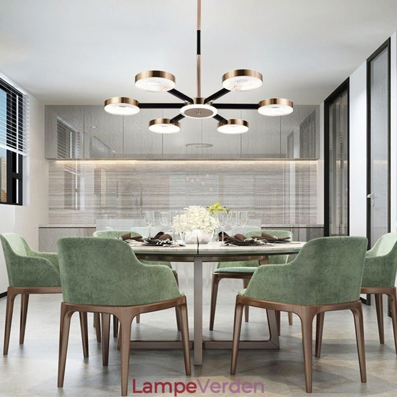 Pendellampe Minimalistisk syvhovedet cirkelloftslampe