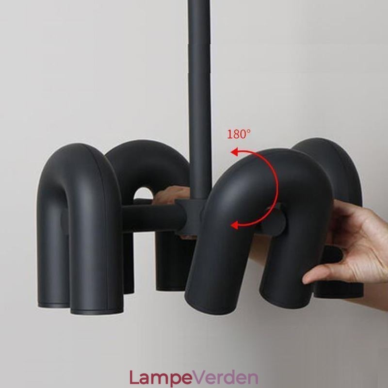 Pendel rund smedejern U-formet loftslampe 90 roterende skærm