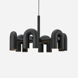 Pendel rund smedejern U-formet loftslampe 90 roterende skærm