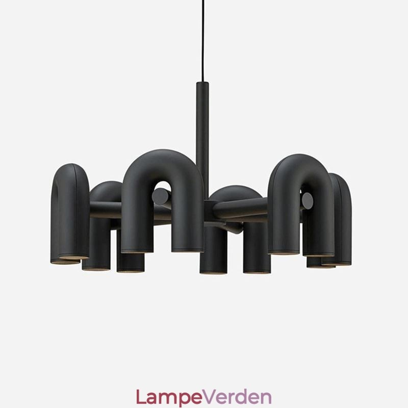 Pendel rund smedejern U-formet loftslampe 90 roterende skærm