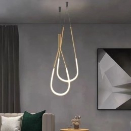 Pendel Creative Line Bambus Loftslys Sort Guld
