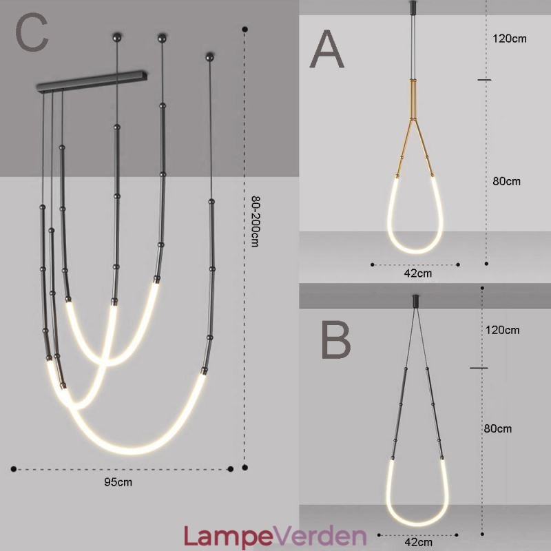 Pendel Creative Line Bambus Loftslys Sort Guld