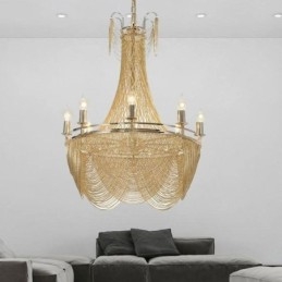 Aluminium Kæde Pendel Light Creative Light Luksus kvast Dekorativ Light Gold Silver